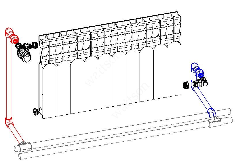 Диагональный отопление радиатор. Диагональная схема подключения радиаторов отопления. Радиаторы с боковым подключением схема. Схема подключения стальной батареи. Стальные панельные радиаторы отопления схема подключения.