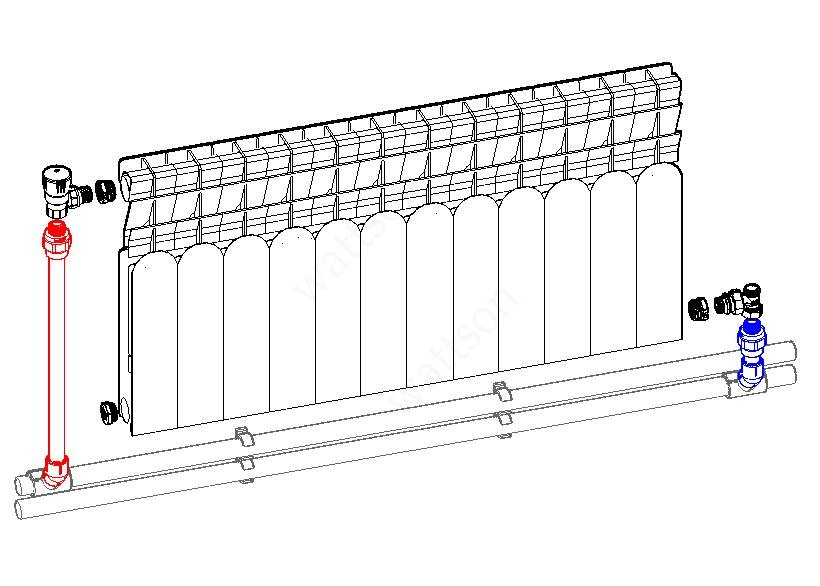 Соединение труб батареи