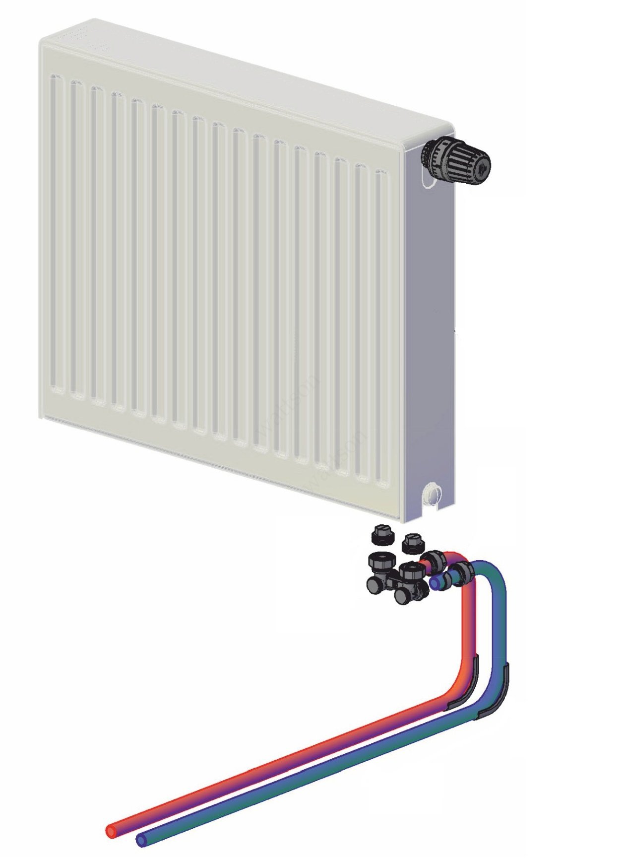 Схема подключения стального панельного радиатора. Подключение панельного радиатора. Схемы подключения радиатора отопления керми радиаторы. Схема подключения радиатора керми с боковым подключением отопления. Wattson радиатор стальной панельный vc.