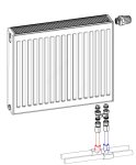 Стальной радиатор,VC 11x500x500,монтаж 