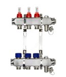 Комплект коллекторов SSM-3RF set с кронштейнами, 3 контура, нерж. сталь, с расходомерами и клапанными вставками, сливными кранами