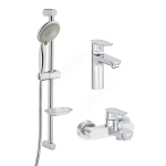 Сет сместителей Flow Soft 3-в-1: смеситель для раковины, смеситель для ванны, душевой гарнитур