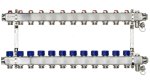 Комплект коллекторов SSM-12R set  с кронштейнами, 12 контуров, нерж. сталь, с клапанами и клапанными вставками, сливными кранами